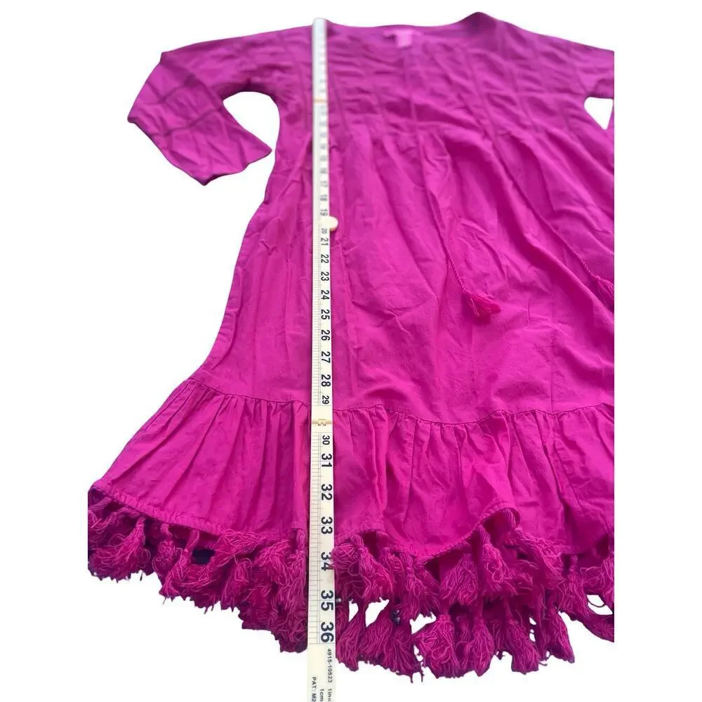 Catherine Malandrino Pink Cotton Tassel Hem Boho Dress - Size Small - Picture 7 of 10